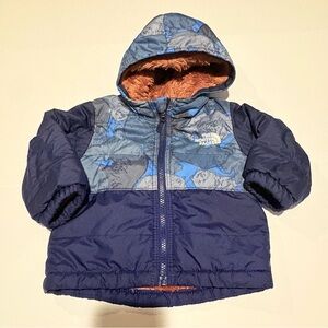 North Face Reversible Mount Chimbo Full Zip Hooded Jacket navy bear camo 6-12M